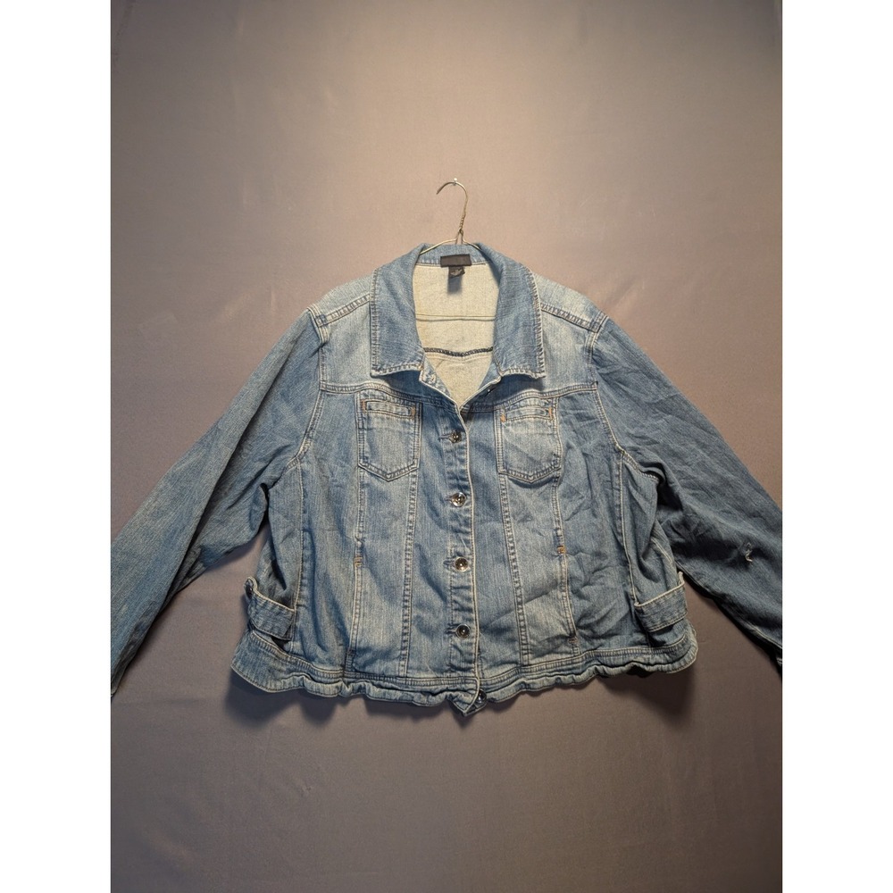 Lane Bryant Trucker Jacket Womens 26 Blue Denim Button Front Stretch Streetwear